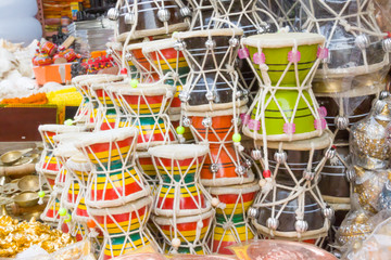 Damaru drums sold by the city of Varanasi, India