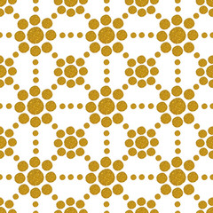 Background with rounds of golden glitter, seamless pattern
