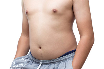 Naklejka premium paunch fat person isolated white background