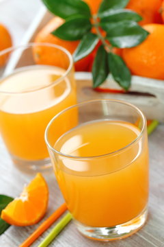 Tangerine juice and fresh fruit