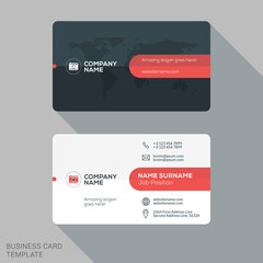 Creative and Clean Business Card Template. Flat Design Vector Illustration. Stationery Design