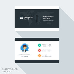 Creative and Clean Business Card Template. Flat Design Vector Illustration. Stationery Design