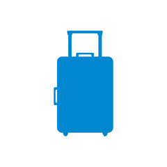 Stylized icon of colored suitcase on a white background