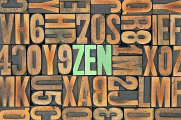 Zen / caracteres d'imprimerie en bois 