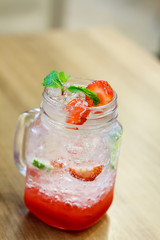 Iced Drink With Strawberry And Lemon