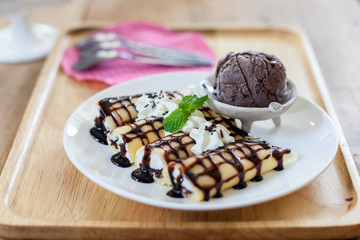 ice cream chocolate and crape cream