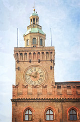 Fototapeta na wymiar The clock tower - Bologna in Northern Italy