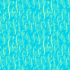Obraz premium Seamless music pattern with a treble clef.