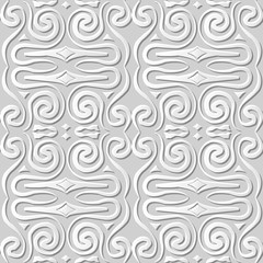 Fototapeta premium Vector damask seamless 3D paper art pattern background 047 Curve Spiral Geometry 