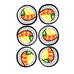 Set of sushi on white background