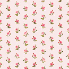 Seamless floral pattern with little watercolor roses. Used for b