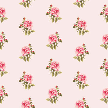 Seamless floral pattern with little watercolor roses. Used for b