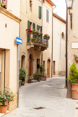 The streets of the old Italian city of Pienza, Tuscany