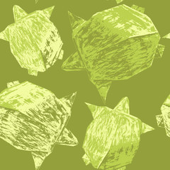 Origami creative turtles drawing illustration in wallpaper seaml