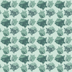 Origami creative turtles drawing illustration in wallpaper seaml