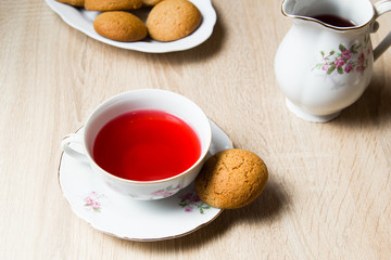Cup of tea with cookies