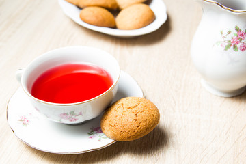Cup of tea with cookies