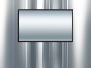 blank wide screen TV with platinum metal background