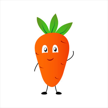 Carrot cartoon figure design isolated on white background. Happy and friendly drawing of a cute carrot symbol.