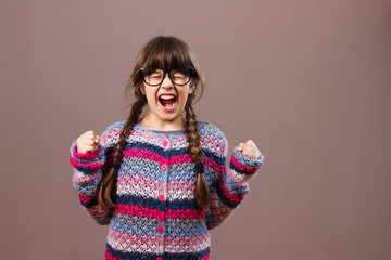 Angry little nerdy girl