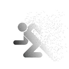 Running Man icon particle divergent white background