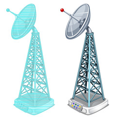 Fototapeta na wymiar Hologram antenna tower, two isolated items