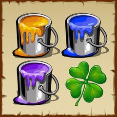 Interior paint three flowers and green leaf