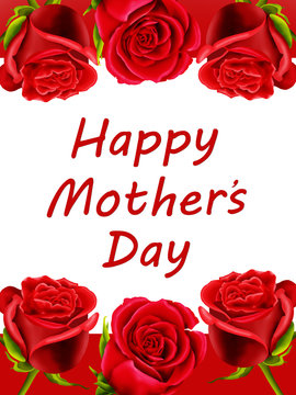 Happy Mother's Day card with red roses
