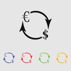Money convert icon. Euro Dollar
