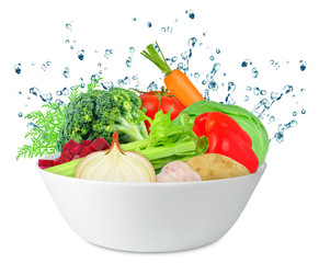 vegetables in a bowl isolated