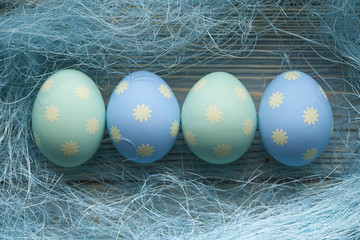 Blue and green Easter eggs