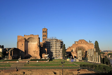 ROME, ITALY - DECEMBER 21, 2012: Ruins of the Roman Forum, Rome, Italy