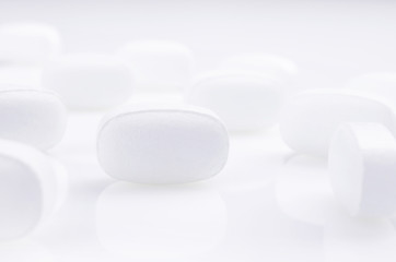 White  medicine antibiotic pills.