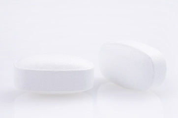 White  medicine antibiotic pills.