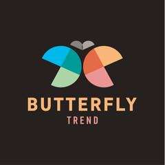 Butterfly wings are half circles Abstract illustration of colorful sign trend