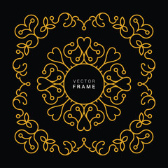 Vector Floral Frame. Line Art Vector Design Template