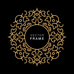 Vector Floral Frame. Line Art Vector Design Template