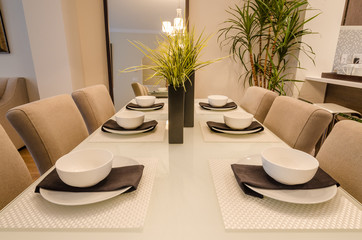 Modern dining room in luxury house.