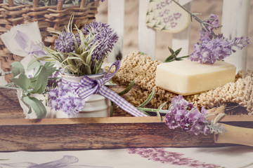 soap bars and lavender decoration