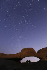 Star trail at the Spitzkoppe in Namibia.