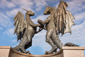 The Dragons in Love statue in Varna, Bulgaria - obrazy, fototapety, plakaty