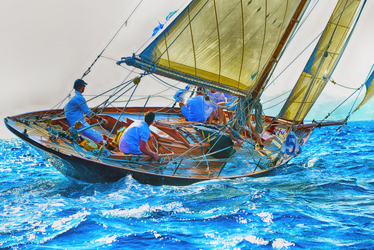 Yacht in regata.