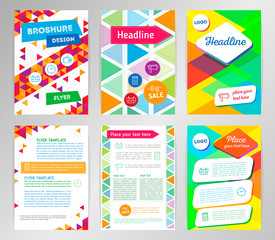 Naklejka premium Abstract Triangle Brochure Flyer design vector template in A4 size. Vector Brochure. Flyer design Layout template. Abstract flat design. Modern back and front flyer backgrounds. Geometric vector