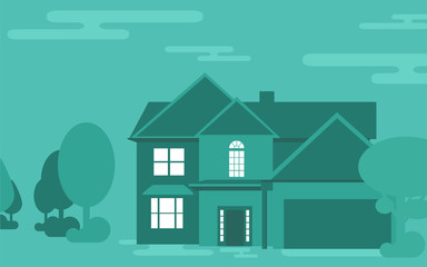 Family house building vector illustration. 