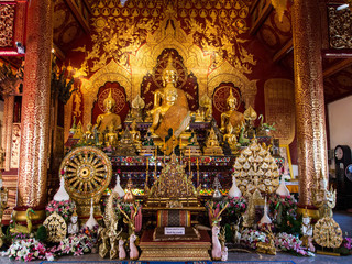 Interior in Chiang Mai temple, Thailand