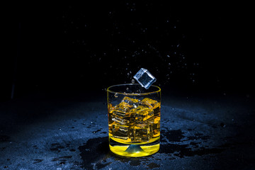 ice with liquid splashing.