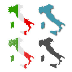 Collection of Italy silhouettes - abstract line country borders, Italy vector icons