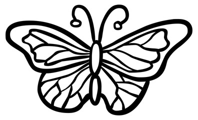 Fototapete Lustiger Handgezeichneter Schmetterling Schwarz Weiss Vektor Snyggg