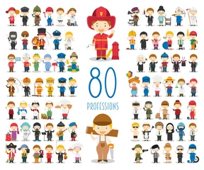 Kids Vector Characters Collection: Satz von 80 verschiedenen Berufen im Cartoon-Stil. © asantosg