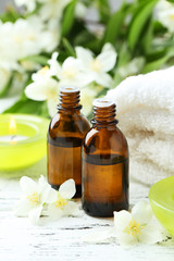 Spa setting on white wooden background